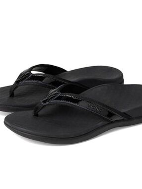 Vionic Tide Orthoheel Black Sandals Flip Flops Size 8
